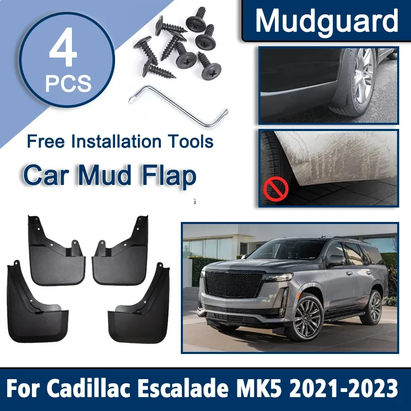 

For Cadillac Escalade GM T1XL 2023 2022 2021 Car Mudflaps 4PCS Mud Flaps Mudguard Splash Guards Anti-sand Splash Car Accessories