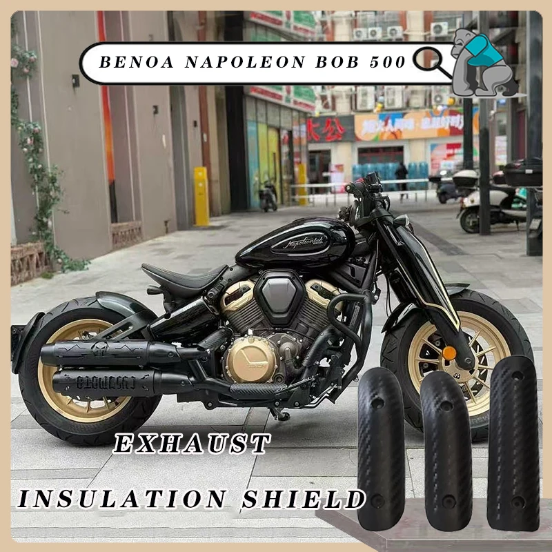 Image of Für BENDA NAPOLEON BOB 500 450 250 & Black Flag 500 Motorrad Auspuffrohr Hitzeschild-Anti-Scorch Abdeckung Isolierplatte