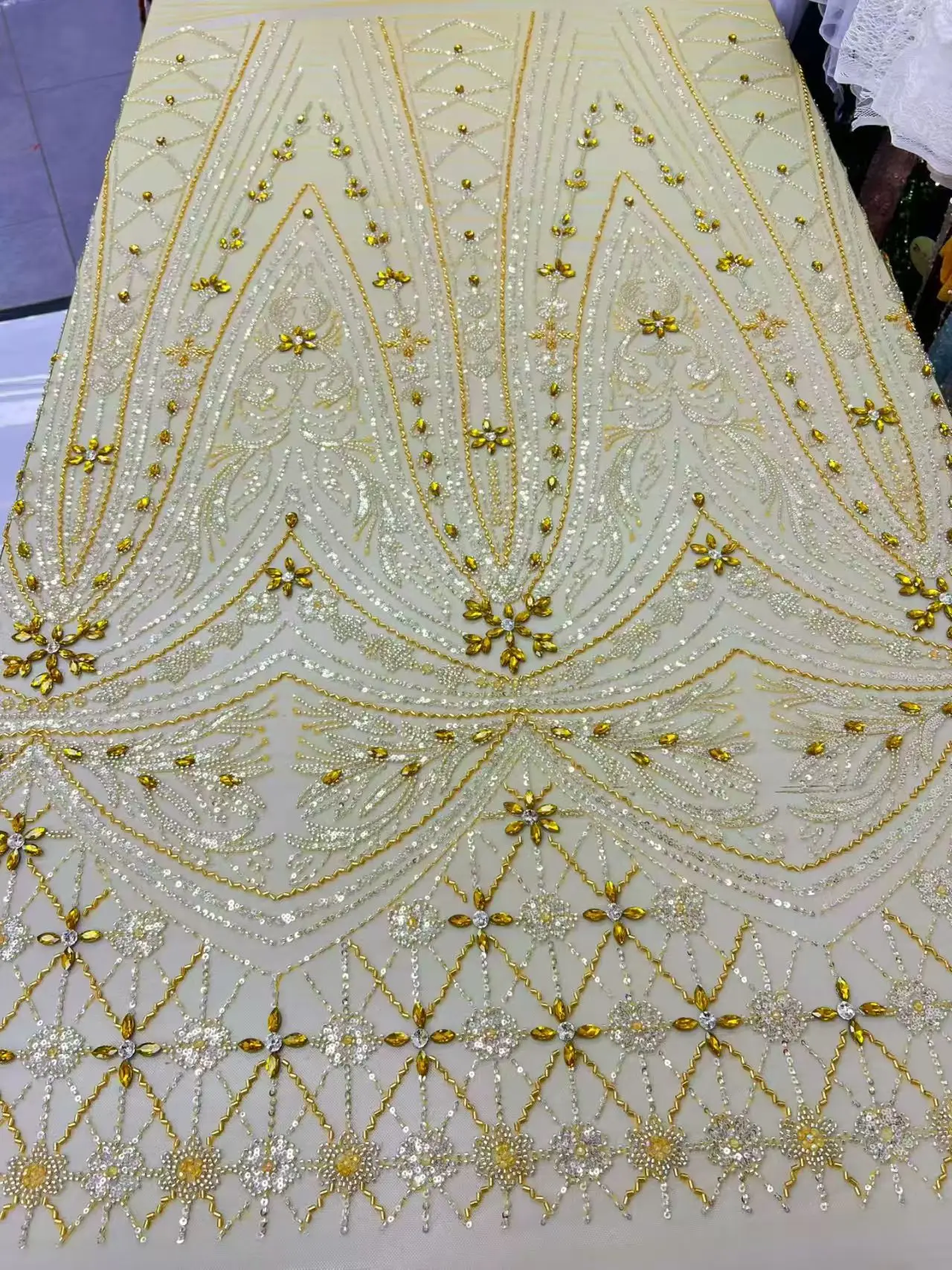 

2026 African Groom Lace Fabric High Quality Lace Sequins Pearl Embroidery French Beaded Tulle Laces For Wedding Dresses Sewing