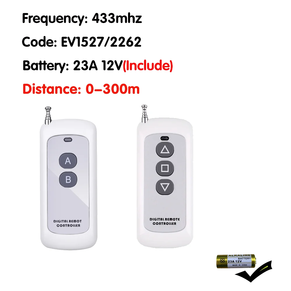 433Mhz Wireless Remote Control Switch DC 5V 12V 24V 30V 1CH rf Relay Receiver and 300M Transmitter For Electromagnetic lock Door