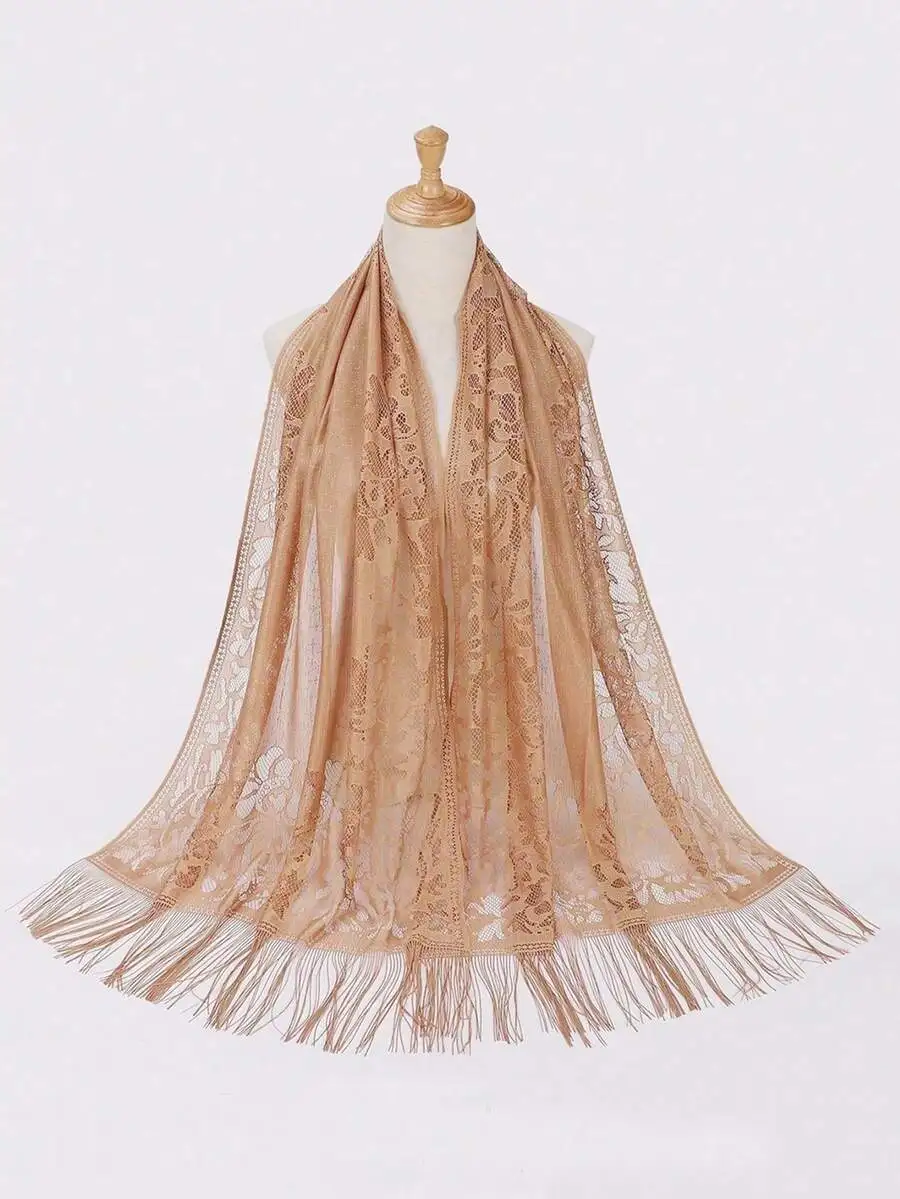 

Hollow Lace Fringed Scarf Shawl Beach Wrap For Women