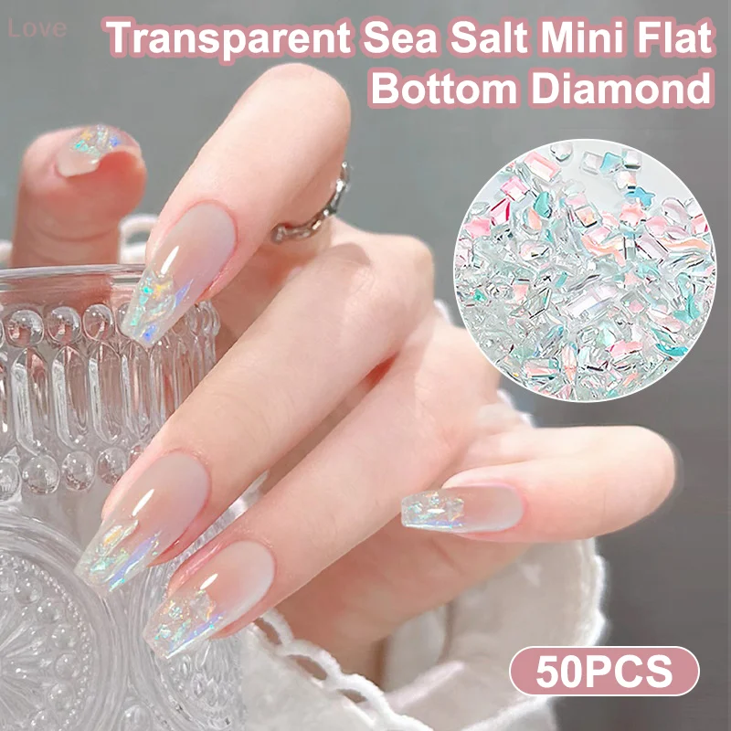 [L&P] 50 stks/set Aurora Zeezout Bubble Mengen Strass Speciaal gevormde Transparante Nagels Kunst Decoratie Mini Nagelbenodigdheden