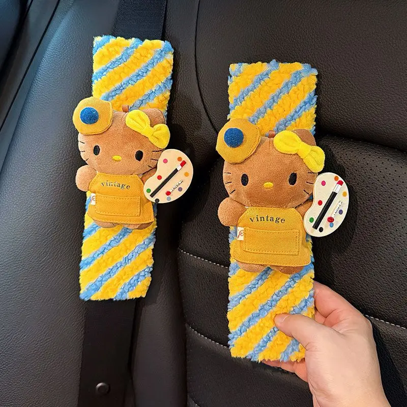 

Hello Kitty Car Seat Belt Safety Belt Shoulder Cover Soft Breathable Plush Protection Seat Belt Padding Pad Interior Accessories