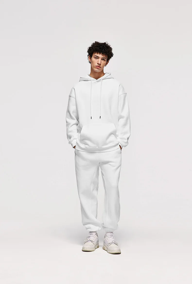 Basic Men Women 2Pcs Sets Sweatshirt Hoodies Pants 2023 Male Gyms Fitness Tops Joggers Sportswear Tracksuits