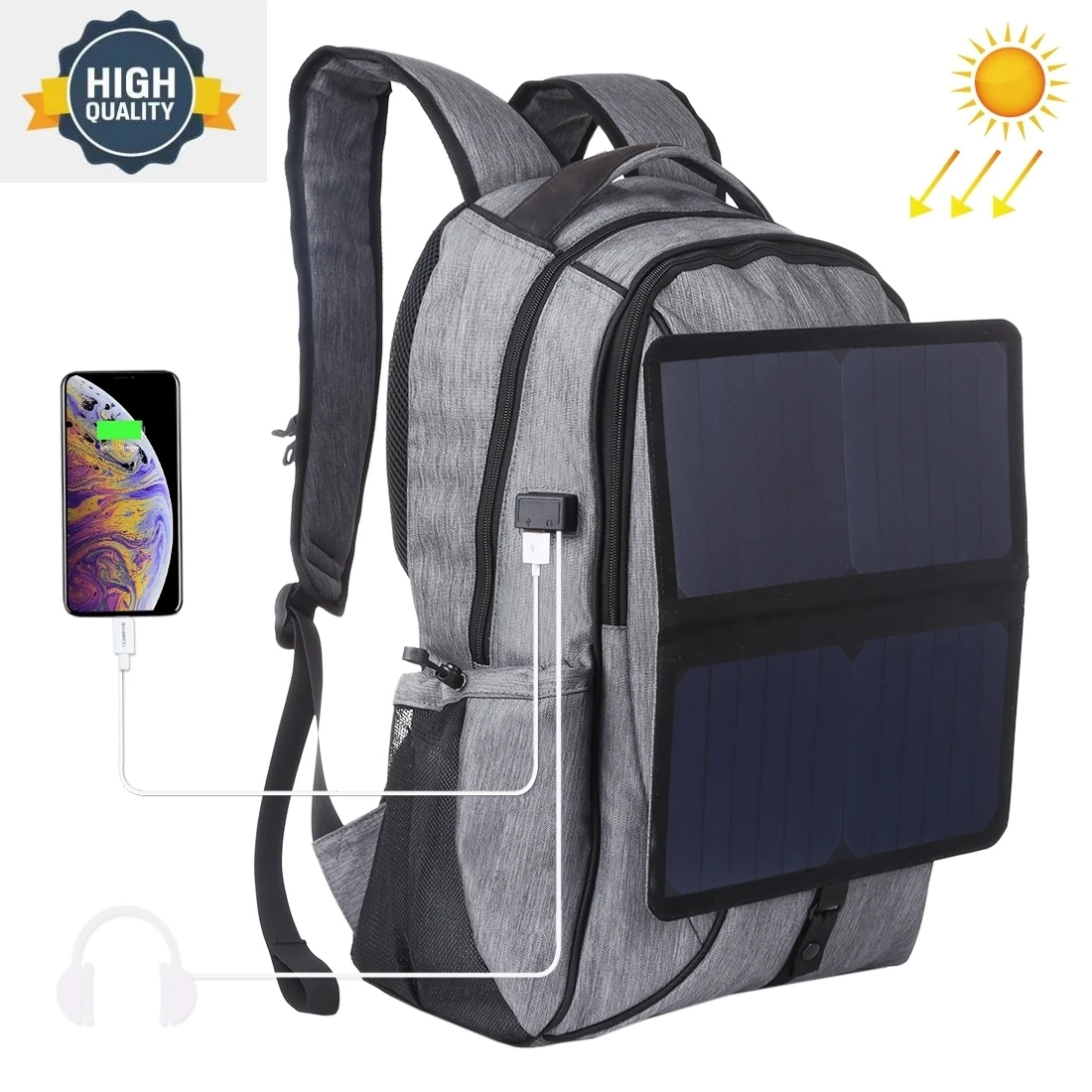 

14W Backpack Solar Panel Powered USB charging men notebook bags business laptop backpack