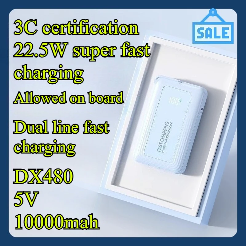 

For Apple 3C Certification 22.5W Fast Charging Mobile Power Bank, with Built-in AC Plug and Three in One Power Bank