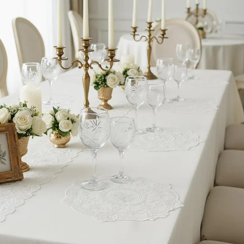 Sophisticated European Retro Table Mat with Exquisite Embroidery for Romantic Dinner