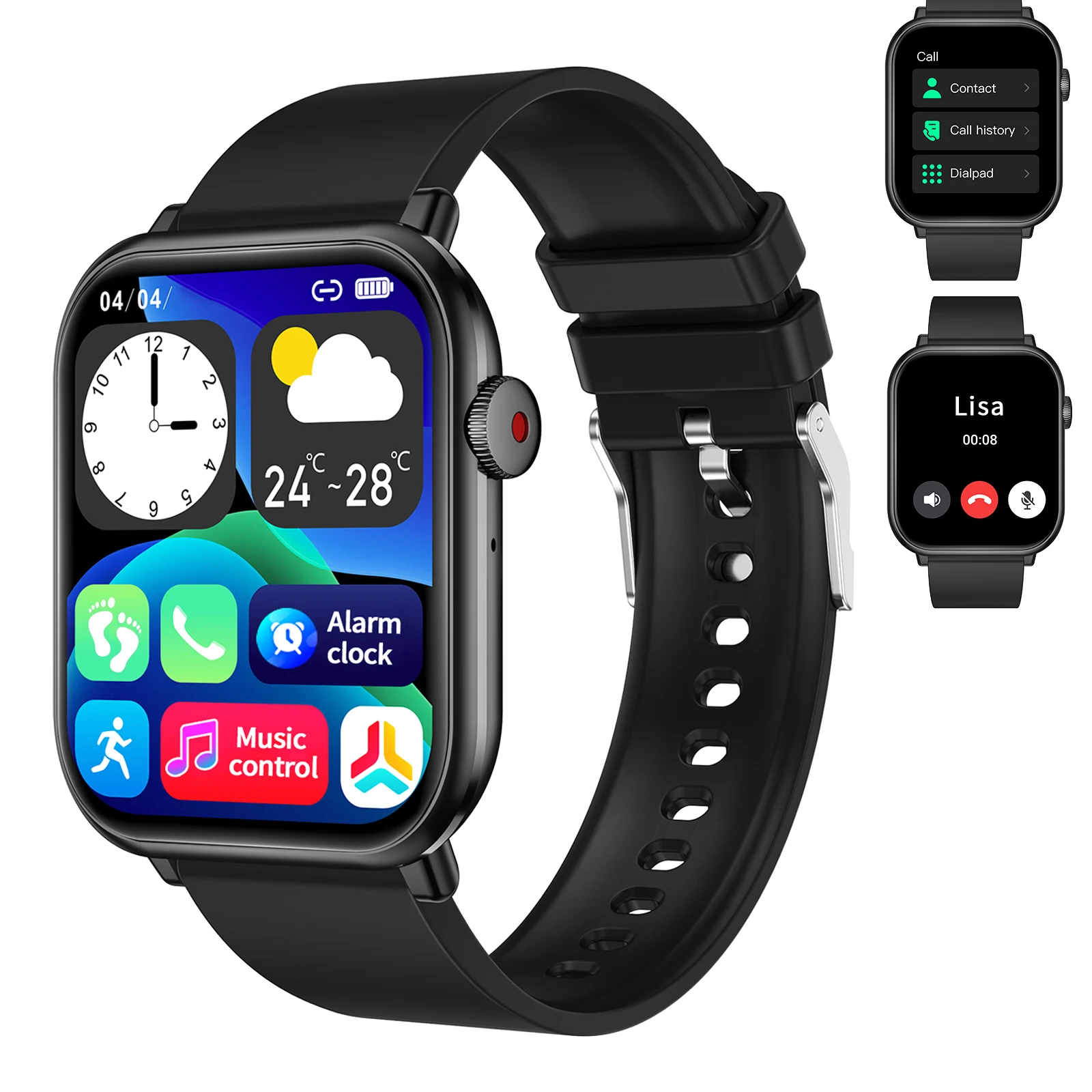 

Smart Watch, 300 MAh Battery, Heart Rate Monitoring, Wireless Calling, Message Reminders, Compatible with Android and IPhone