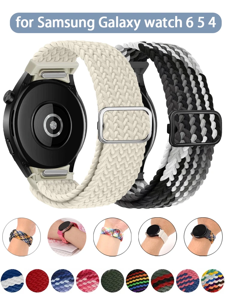 

Braided Band For Samsung Galaxy Watch 4 5 6 44mm 40mm/5 pro 45mm One Click No gaps 20mm bracelet Galaxy 6 Classic 47 43mm Strap