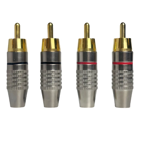 Imagen 2 del producto Enchufes RCA dorados sin soldadura - Conectores AV de metal para amplificador, altavoz, audio y vídeo - Fácil instalación DIY