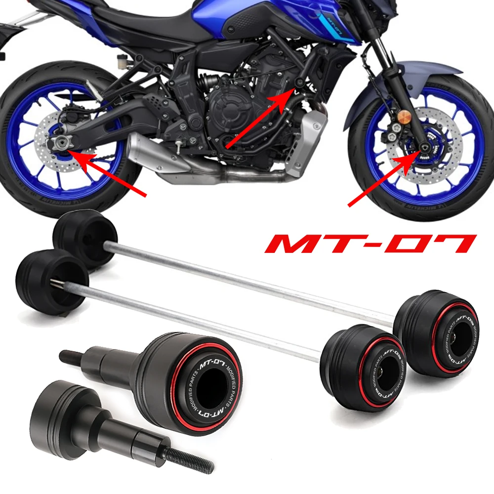 

For YAMAHA MT07 MT 07 MT-07 FZ07 2014-2023 2024 2025 Motorcycle Accessories Wheel Axle Fork Crash Protector Pad Frame Sliders