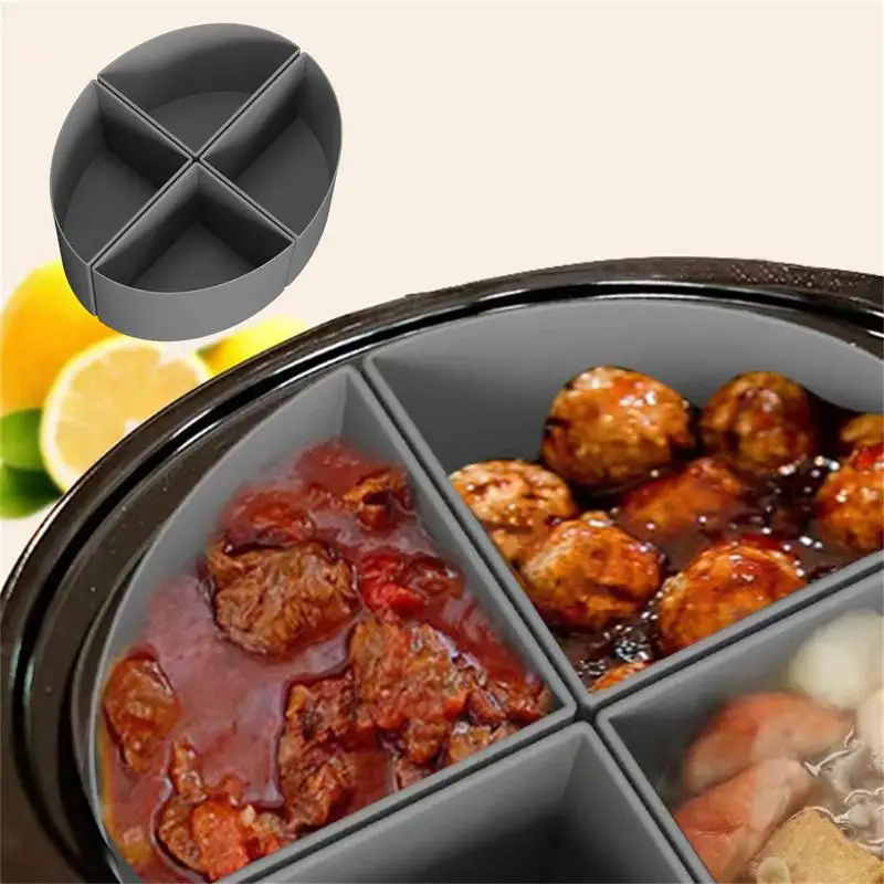 Slow Cooker Divider Silicone Insert BPA Free Dishwasher Safe Leak Proof & Easy To Clean Safe Divider Liners For Slow Cooker