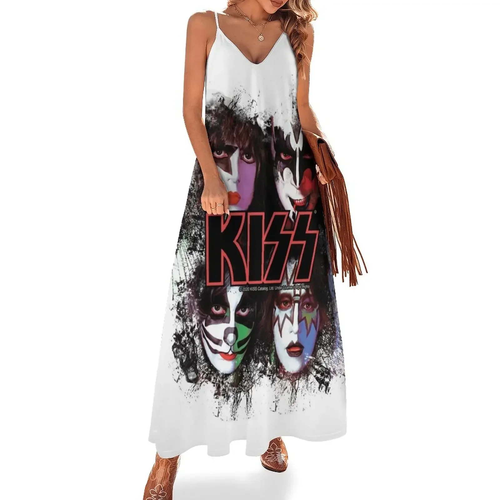 

KISS  the Band - All Members Faces brush effect Sleeveless Dress summer dress korean women summer dress for women 2024