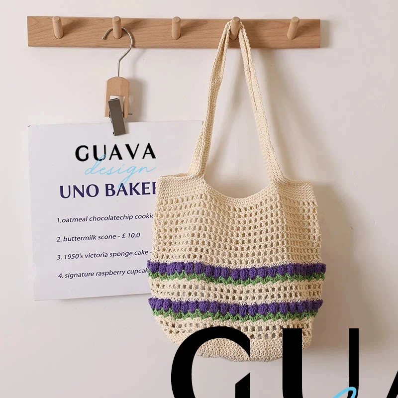 

Сумка-тюльпан ручной работы с плоской лентой и крючком, игла для вязания, подарок для лучшего друга, сумка через плечо с открытым верхом ﻿