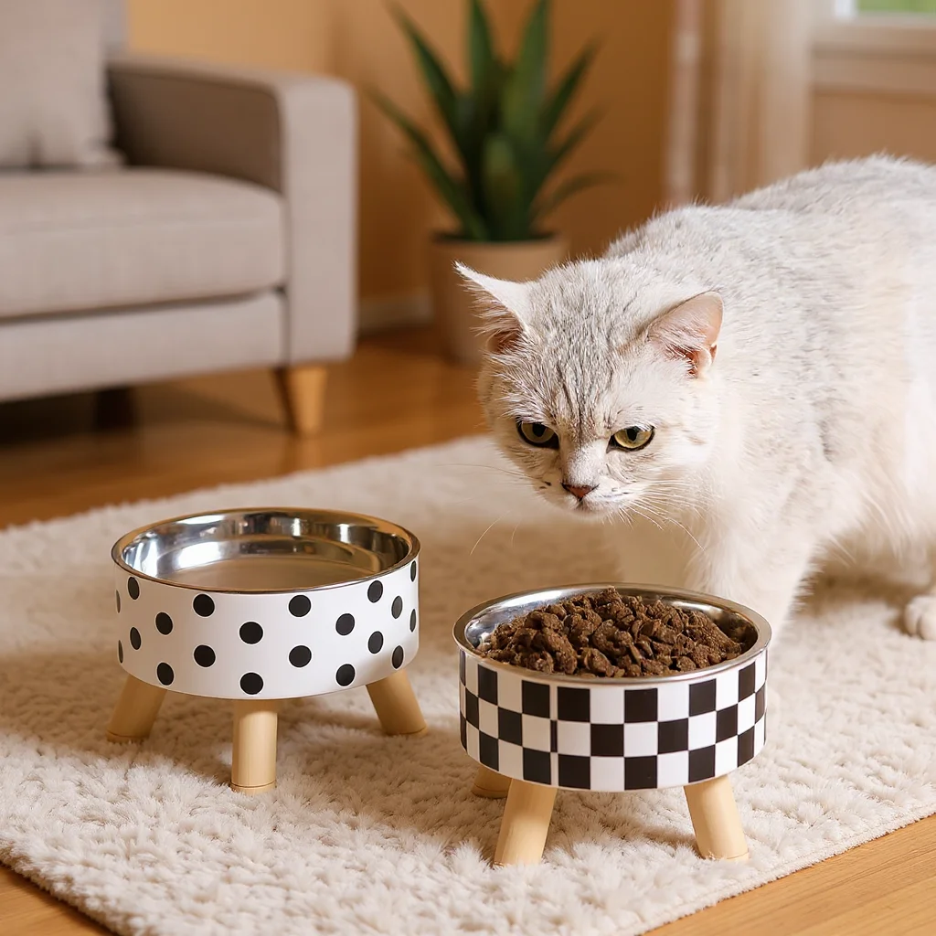 Erhöhte Futternapf aus Edelstahl, Wasser- und Futternapf für Katzen, auslaufsicherer, abnehmbarer Futternapf für kleine Haustiere, geeignet für Welpen