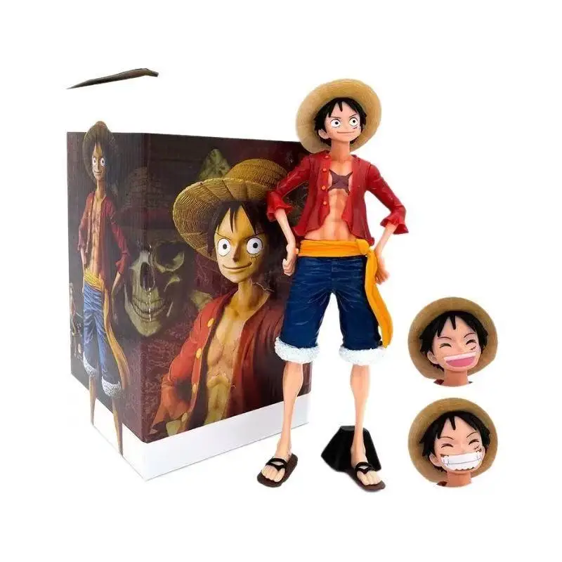 Hot 28cm  One Piece Anime Figure Confident Smiley  Three Form Face Changing Doll Action Figurine Model Toy image 5