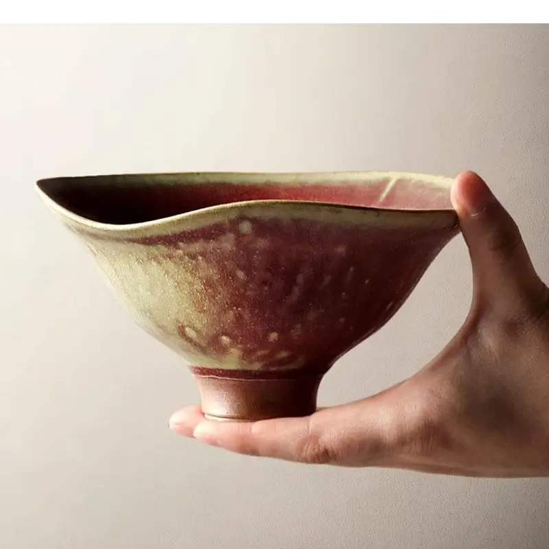 

Japanese Vintage Ceramic High Foot Bowl Restaurant Dessert Salad Thick Soup Bowls Pasta Specialty Tableware