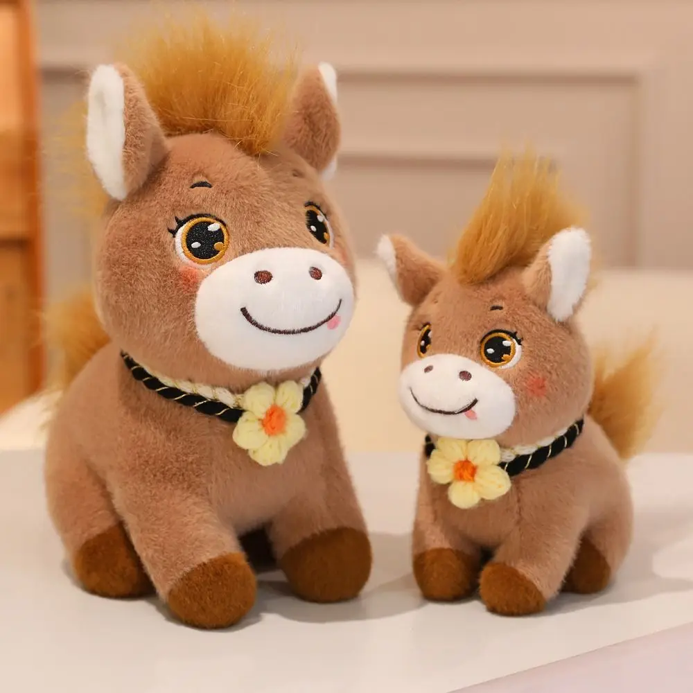 PP Cotton Horse Mascot Stuffed Animal Soft With Flower Horse Animal Stuffed Portable Collection Horse Pentant Festive Decor