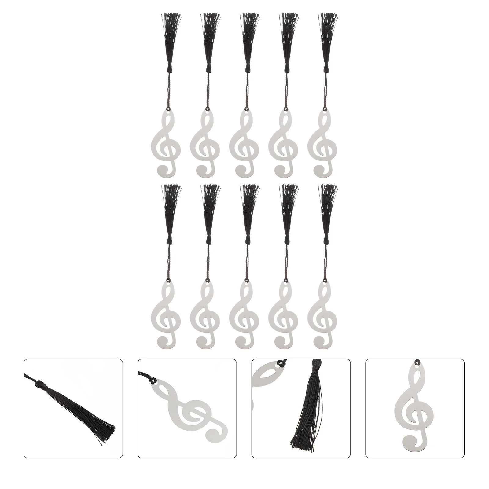 10 Pcs Note Bookmark Tassel Unique Bookmarks Creative Decorative Notes Music Metal