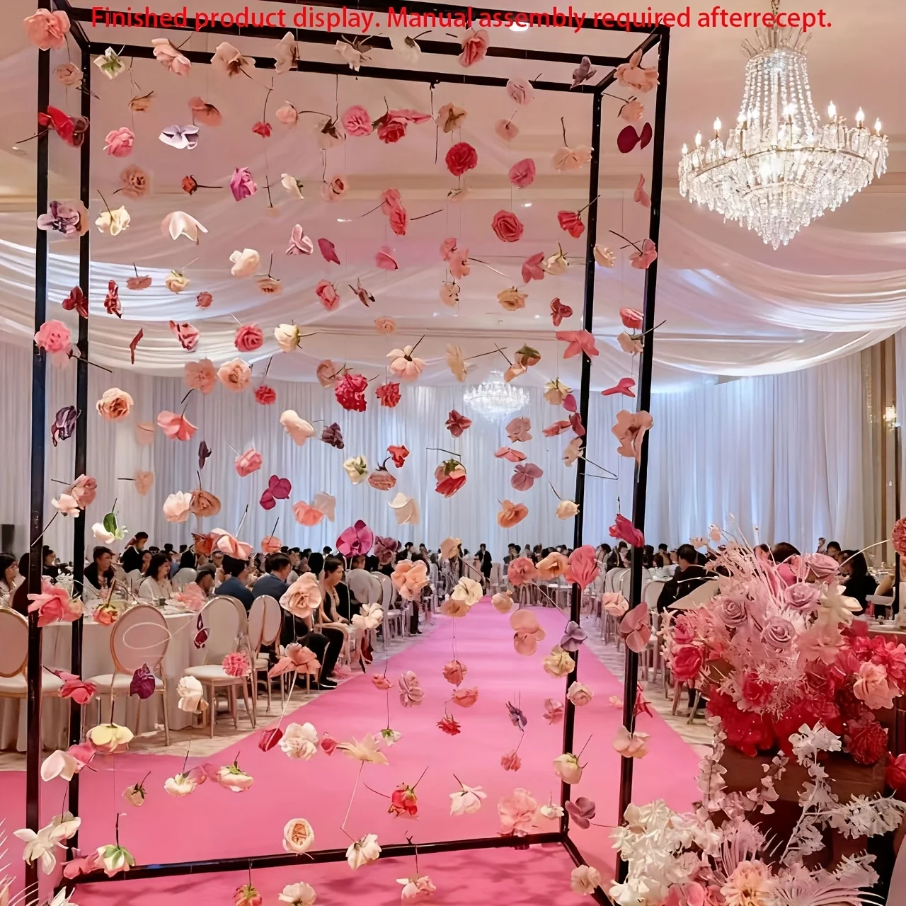¡100 piezas, pantalla de flores flotante de ensueño, captura una propuesta romántica que dura la vida útil, viene con un rollo de luces de cadena, esta pantalla de flores flotante de ensueño es definitivamente una gran opción para una propuesta! Flores coloridas cuidadosamente combinadas, como si bailando en el aire, cada uno dice una historia de tu amor profundo para ella cuando se pisó en este espacio romántico rodeado por las flores, las flores brillantes como las estrellas.