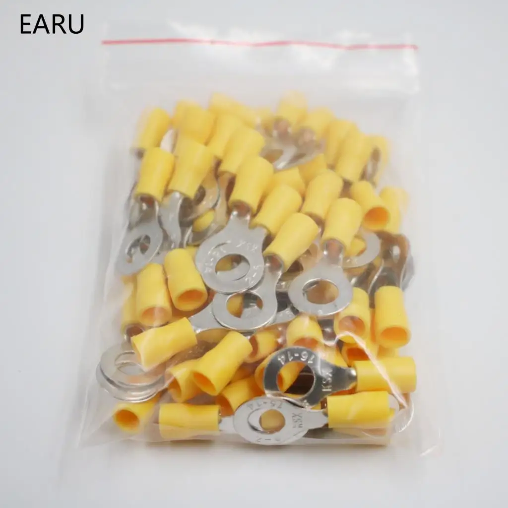 RV5.5-5 Yellow Ring insulated terminal cable Crimp Terminal 100PCS/Pack suit 4-6mm2 Cable Wire Connector RV5-5 RV