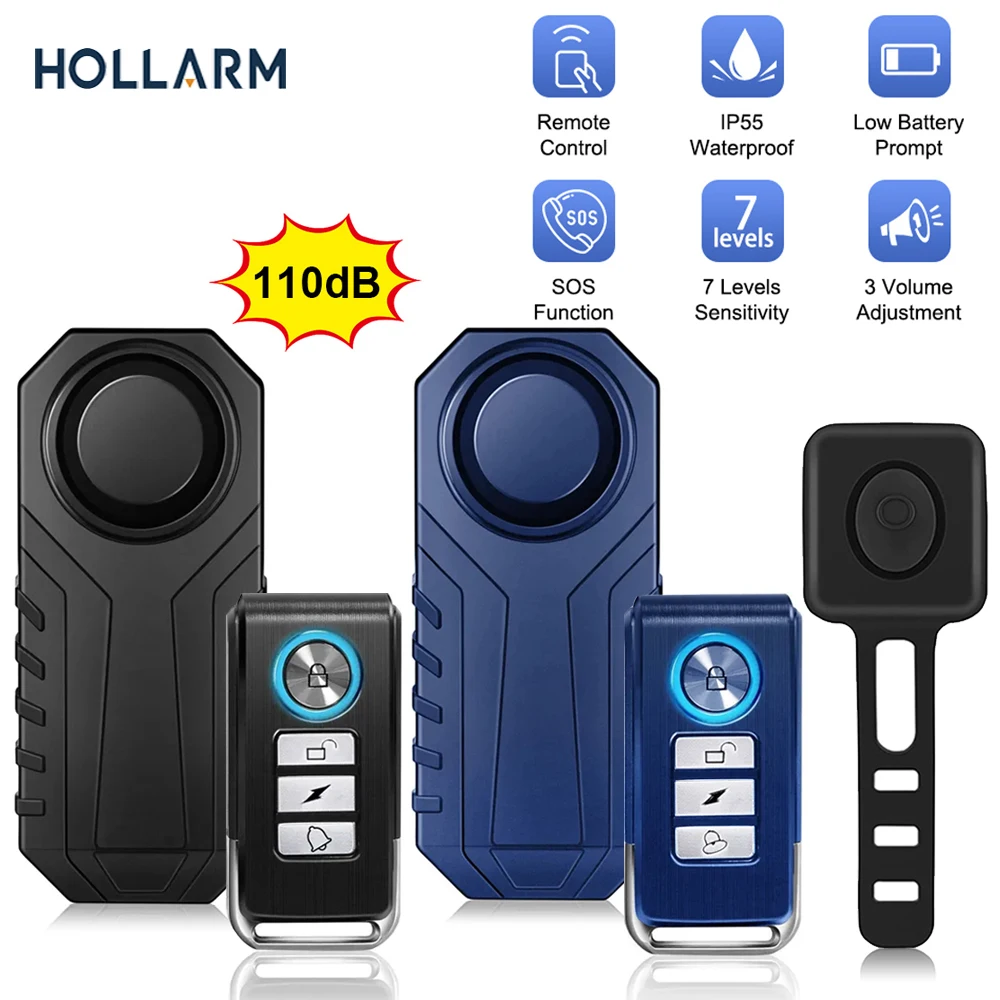 Hollarm Wireless Bicycle Vibration Alarm Motorcycle Alarm Remote Control Anti-theft Bike Detector Security Alarm Sensor System