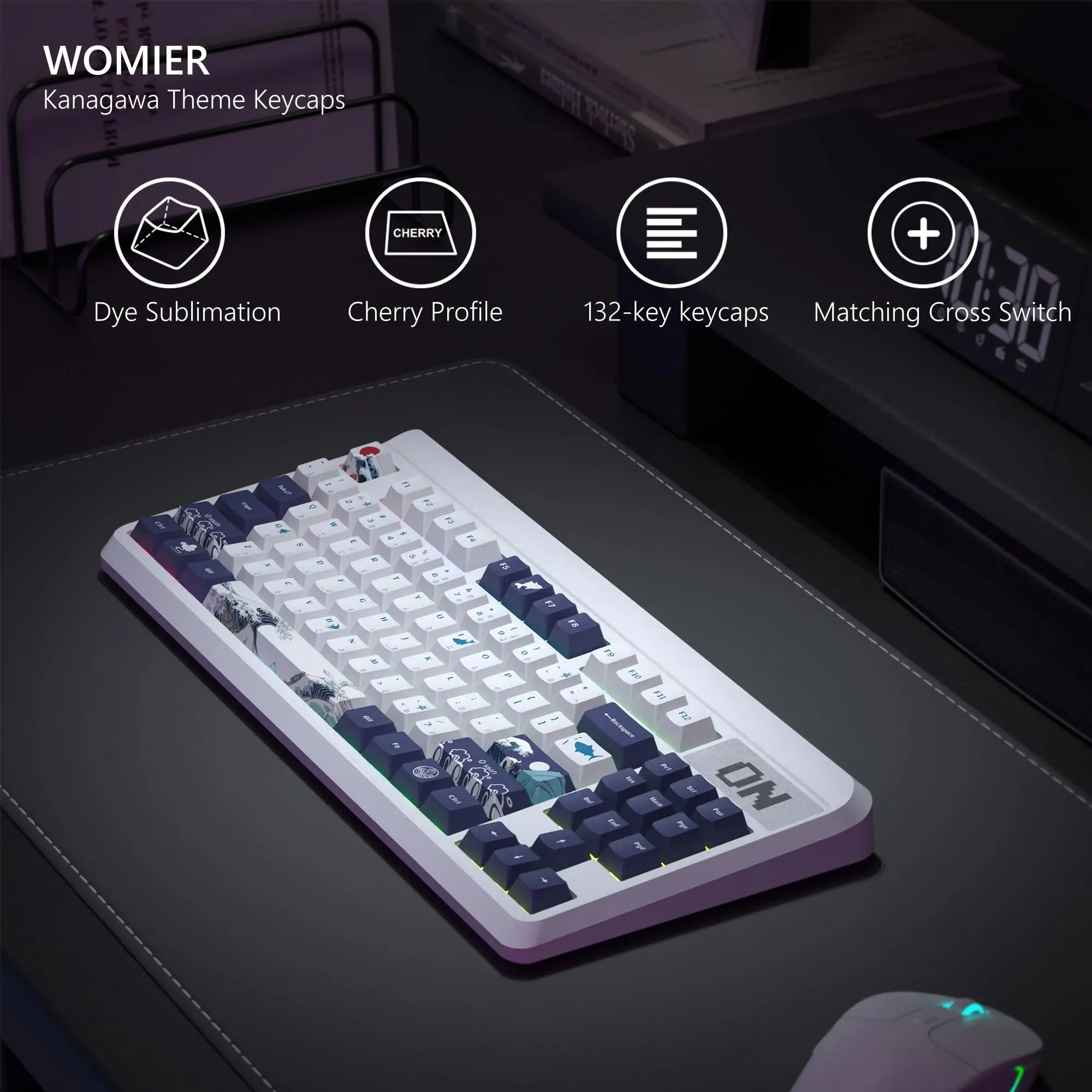 Cherry Profile Dye-Sublimation PBT Keycaps Coral Sea Custom Keyboard Keycaps for Gateron Cherry MX Switches Mechanical Keyboard