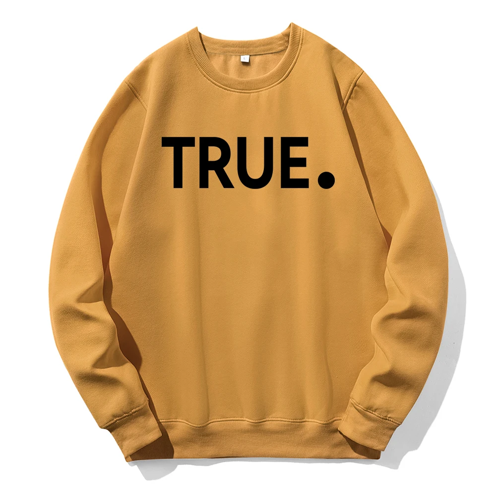 

True Simple Letter Design Printing Hoodies Mens Fleece Warm O-Neck Hoodie Casual Fashion Basic Clothing Sports Street Sweatshirt