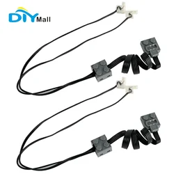 2PCS MOC Power Functions Parts LED Light Link Line Cable 8870 Compatible With Legoeds Switch 8869 Car Train Light Modification