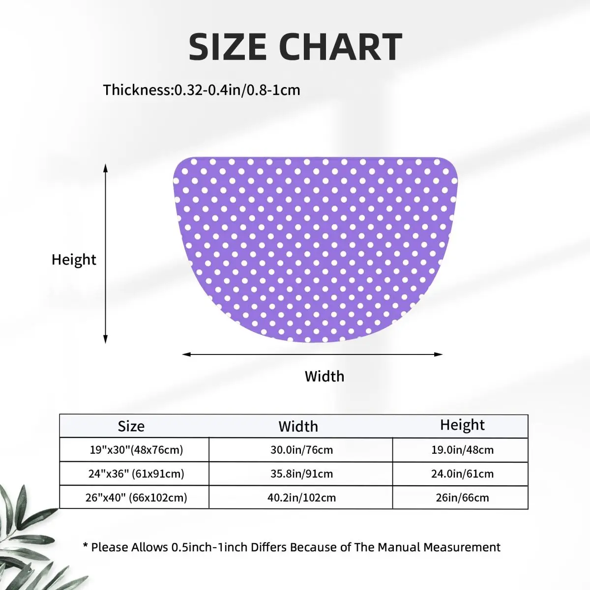 White Polka Dots Over Purple Soft Flannel Half Round Doormat Non Slip Bathroom Mat Absorbent Floor Carpet for Living Room
