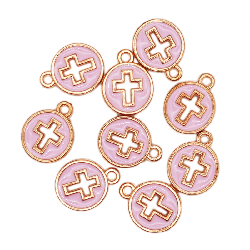 30pcs/lot Candy Color Cross Oil Drop Charms DIY Bracelet Necklace Making Pendant For DIY Handmade Jewelry