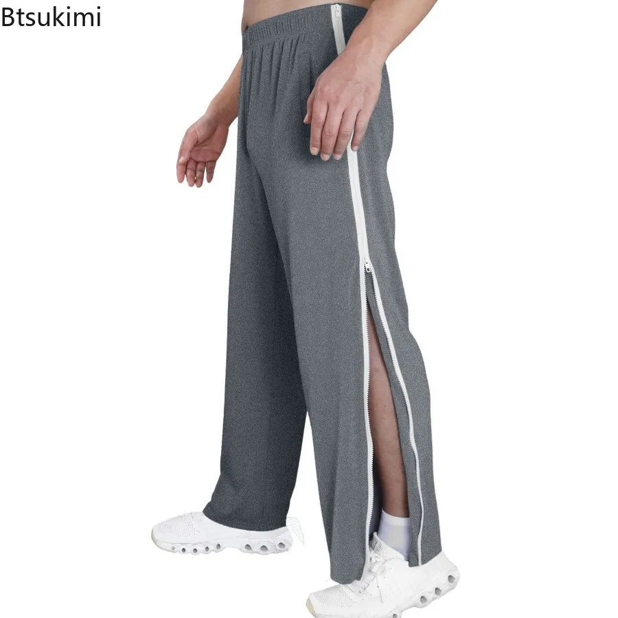 New Men's Sport Pants Fashion Side Zipper Design Baggy Basketball Pants Gym Fitness Joggers Trousers Men Loose Casual Sweatpants