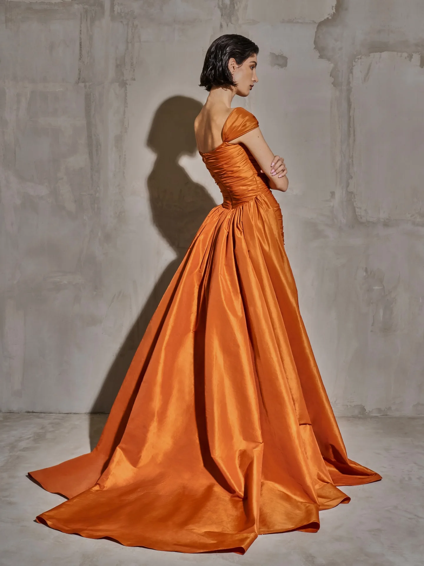 Sharon Said – robe de soirée en Satin, style sirène, élégante, jupe Orange, modeste, robes de soirée de mariage pour femmes, personnalisées, SF491