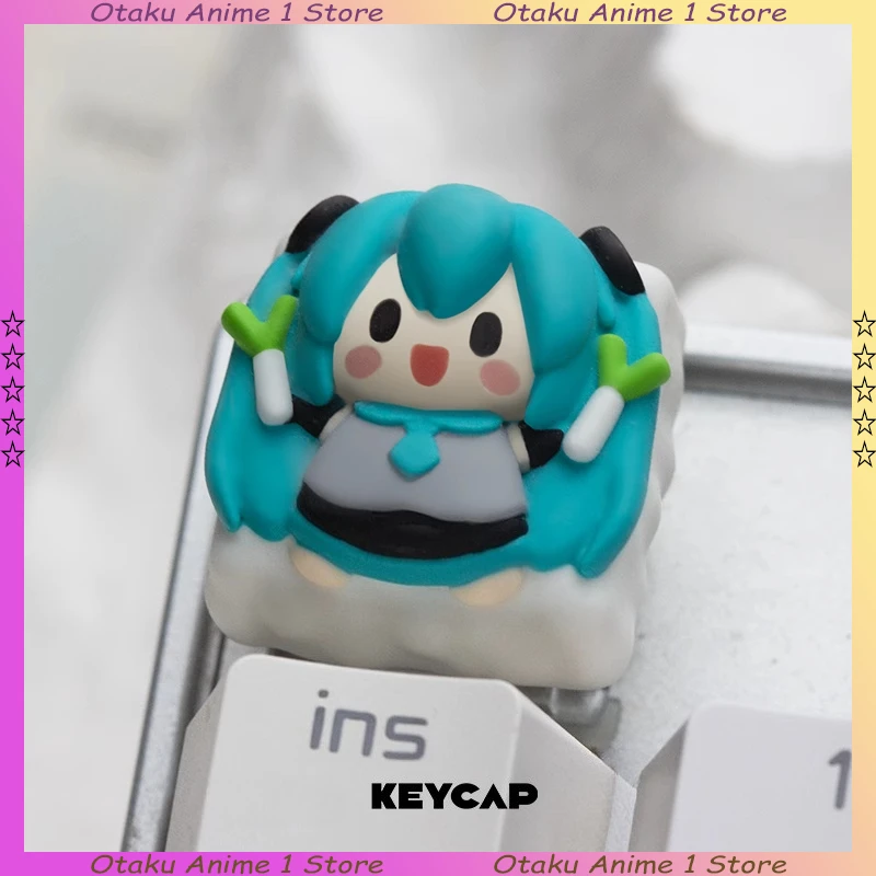 كارتون هاتسون ميكو ثلاثية الأبعاد لوحة المفاتيح الديكور ميكو رين لين Keycap لملحقات لوحة المفاتيح الميكانيكية ذات المحور المتقاطع
