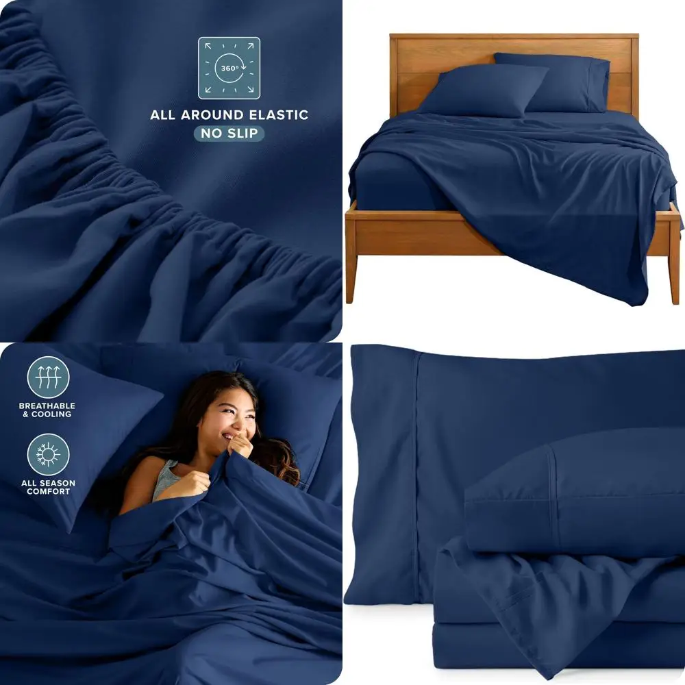 

Роскошный комплект постельного белья из микрофибры (1800 нитей) для двуспальной кровати - двойная обработка, глубокие карманы, простой уход, 4 предмета с наволочками