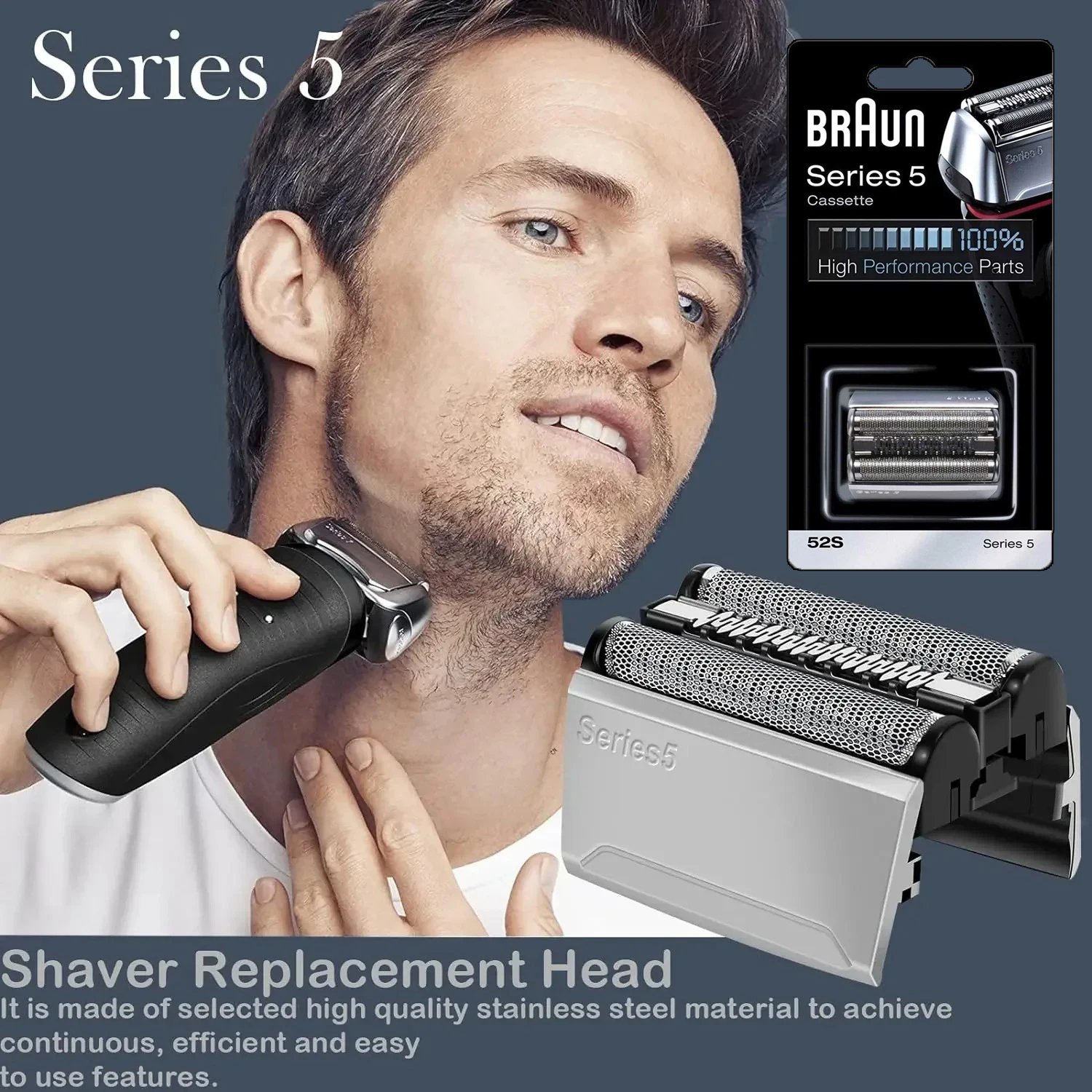 Shaver Replacement Foil Head Electric Shavers Head Foil Cassette 70S for Braun Electric Shavers Series 5020S, 5030S, 5040S etc.