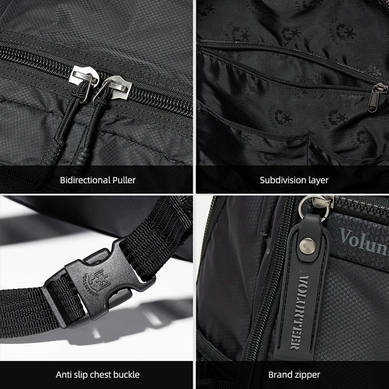 VOLUNTEER Men's Backpacks Waterproof Mountaineering Travel Camping Cycling Backpack Men Multi-pocket Durablen Schoolbag 1875-04