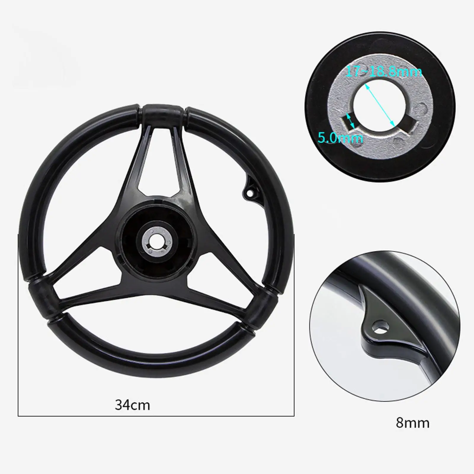 

Boat Steering Wheel Durable Nylon Waterborne Vehicles 340mm for Yacht Marine Vessels Pontoon Boat Fishing Boat Direction System