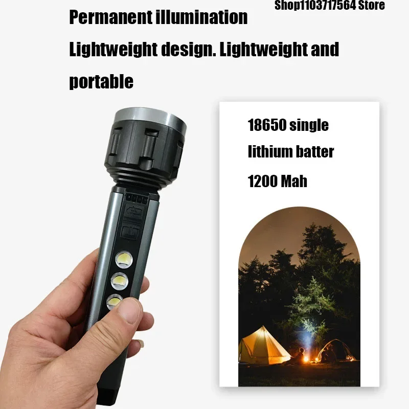 

outdoor flashlight Portable solar charging multi-function compass aluminum alloy handheld flashlight