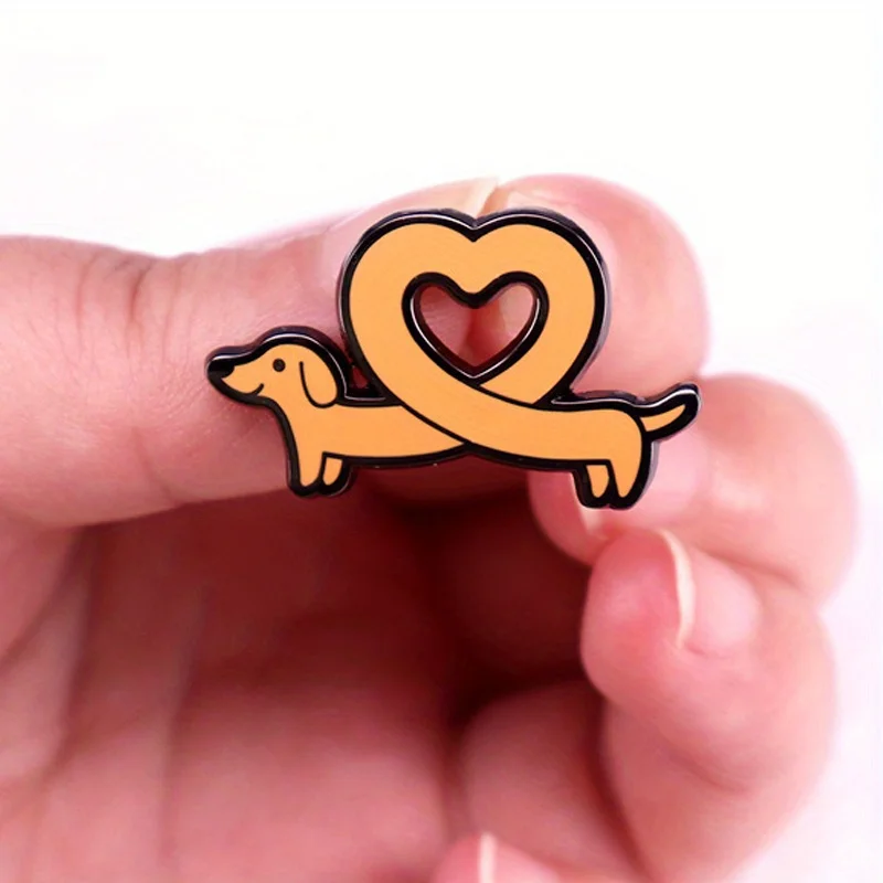 Dackel Herz Brust Pin Haustier Emblem Pin Zubehör Abzeichen Kleidung