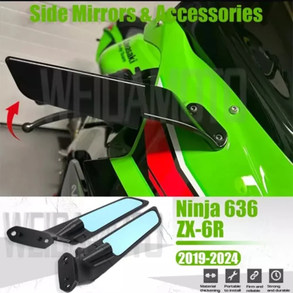 2024 Ninja 636 ZX-6R Mirror For Kawasaki Ninja636 ZX-6R Accessories Ninja 636 ZX6R Motorcycle Rear View Side Mirror 2019-2025