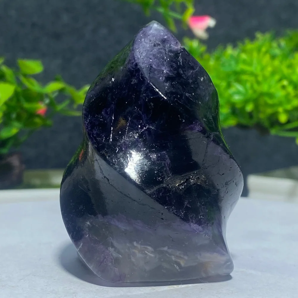 Colorful Striped Fluorite Crystal Torch Gemstone Wand Reiki Energy Witchcraft Gift Raw Mineral Specimen Flame Sculpture