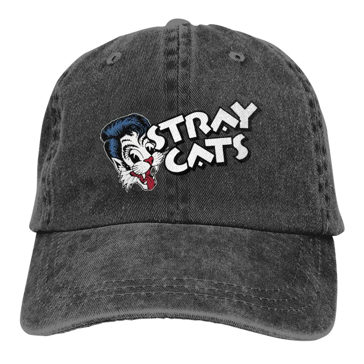 Stray Cats Men Women Baseball Cap Band Distressed Denim Caps Hat Casual Outdoor Running Golf Headwear