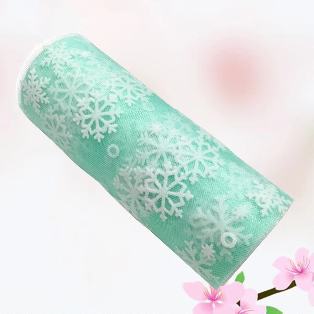 

Christmas Tulle Roll Snowflake Green 15cm 10yards Glittering Organza Gauze Ribbon for Gift Wrapping Decoration
