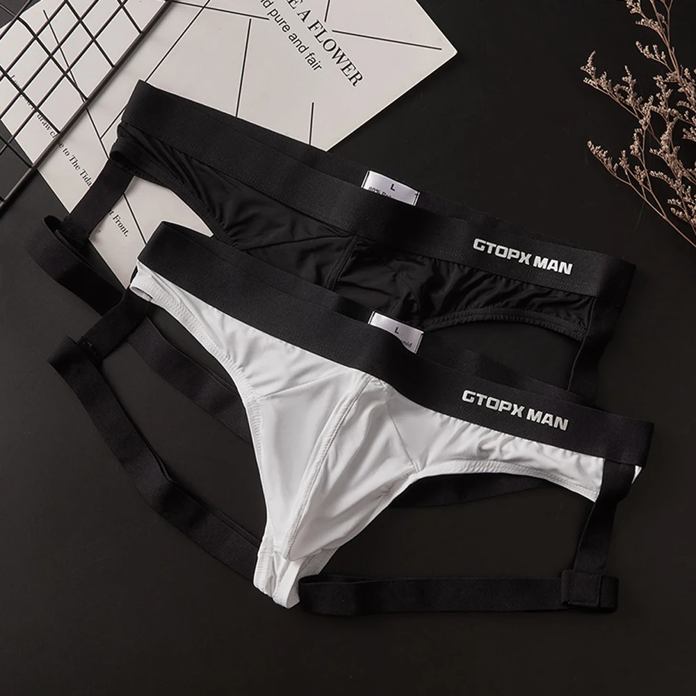 Sexy Men's Jockstrap Breathable Panties Bulge Pouch Briefs Elastic Backless Thongs Briefs Nylon Men Underpants Underwear
