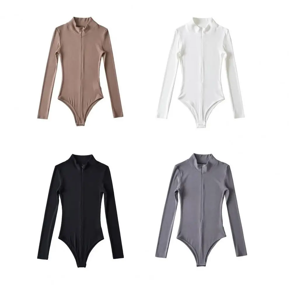  Dames naadloze rits atletische panty's met schroefdraad en lange mouwen sneldrogende bodysuit fitness yoga kleding schildpad hals half