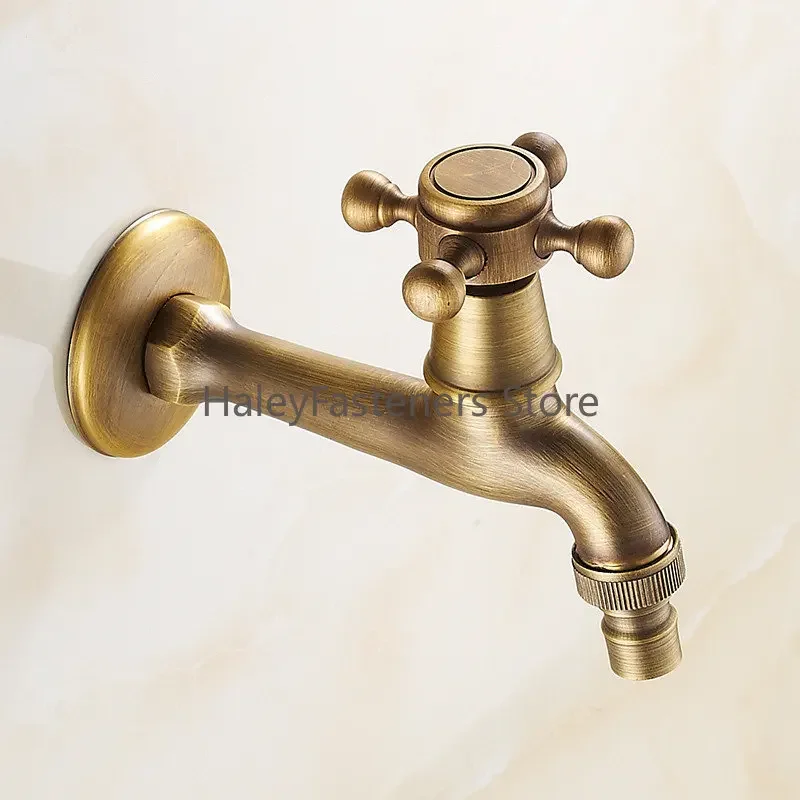 Decorative Brass Outdoor Faucet Garden Bibcock Tap Antique Retro Bathroom Washing Machine Faucet Balcony Antique Mop Taps Luxury