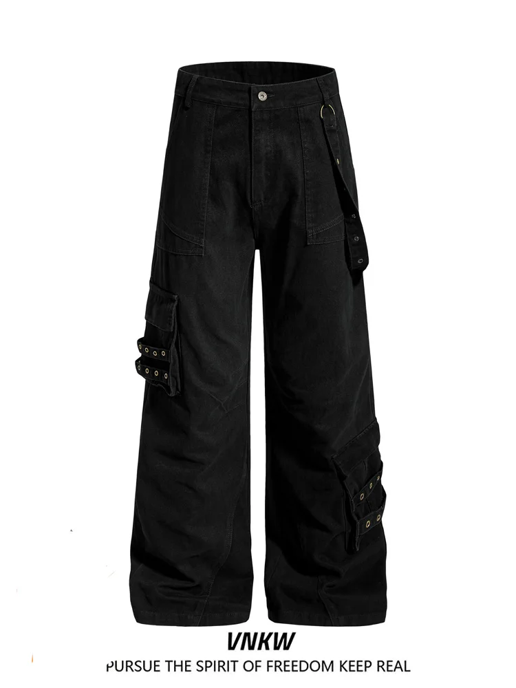 

Брюки-карго Cleanfit Bla Multi-ket с широкими штанинами, унисекс, усиленные, прямые, повседневные, свободного кроя, на молнии, со средней посадкой