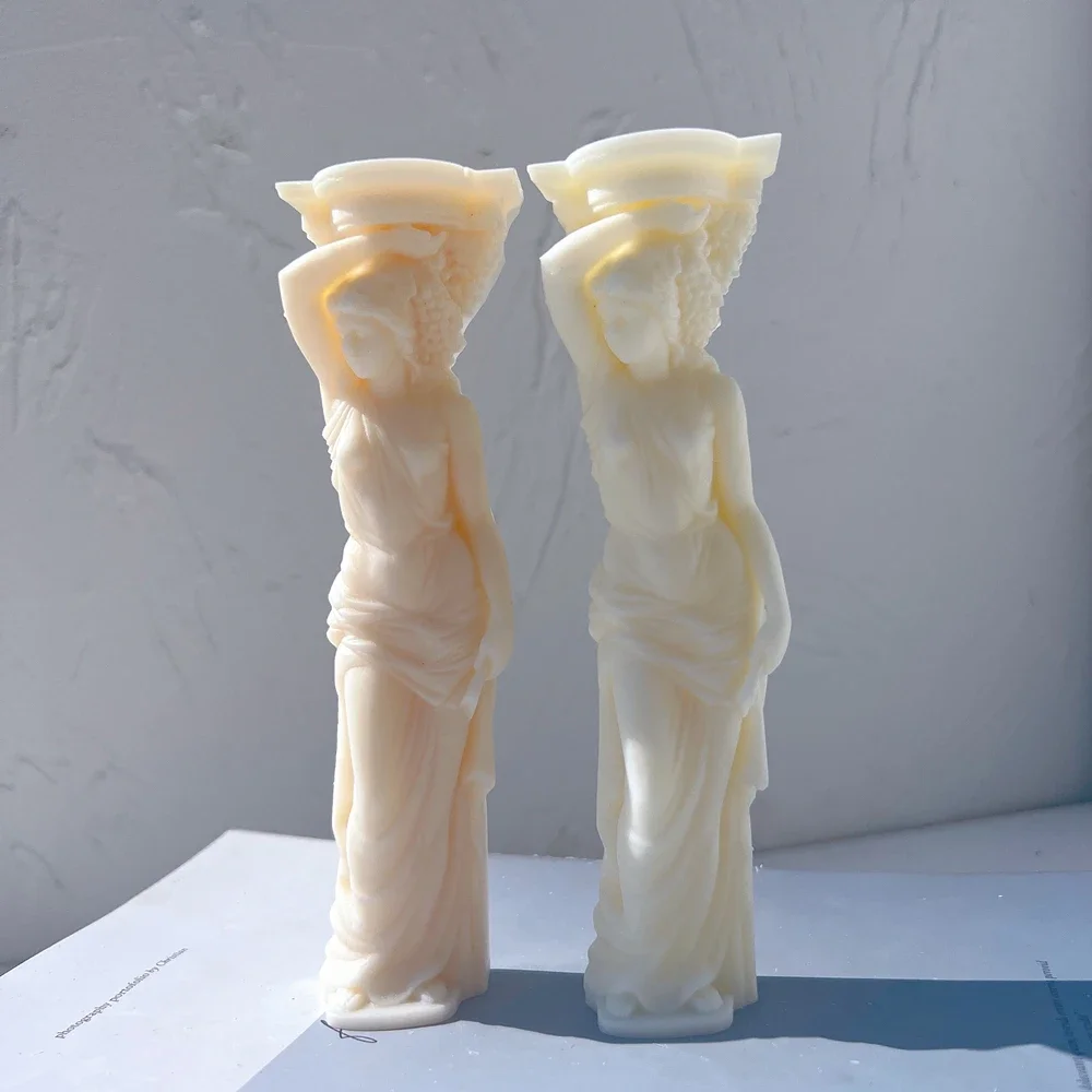 Greek Roman Goddess Bust Silicone Molds Caryatid Statue Candle Mold Greek Art Woman Sculpture Wax Tool