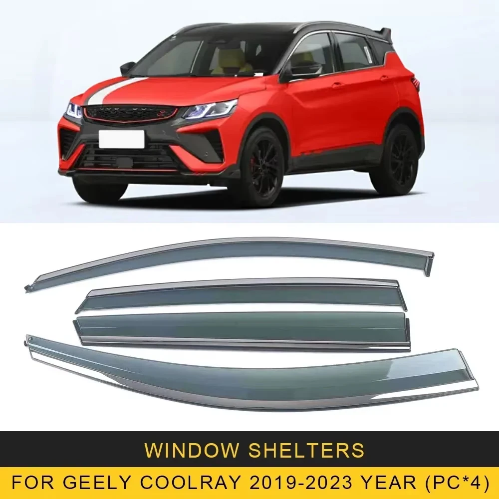

Хромированные полоски, защита от дождя для Geely COOLRAY 2019-2024, оконный козырек, ветровые дефлекторы, дверной козырек, вентиляционные шторы, вентиляционный козырек